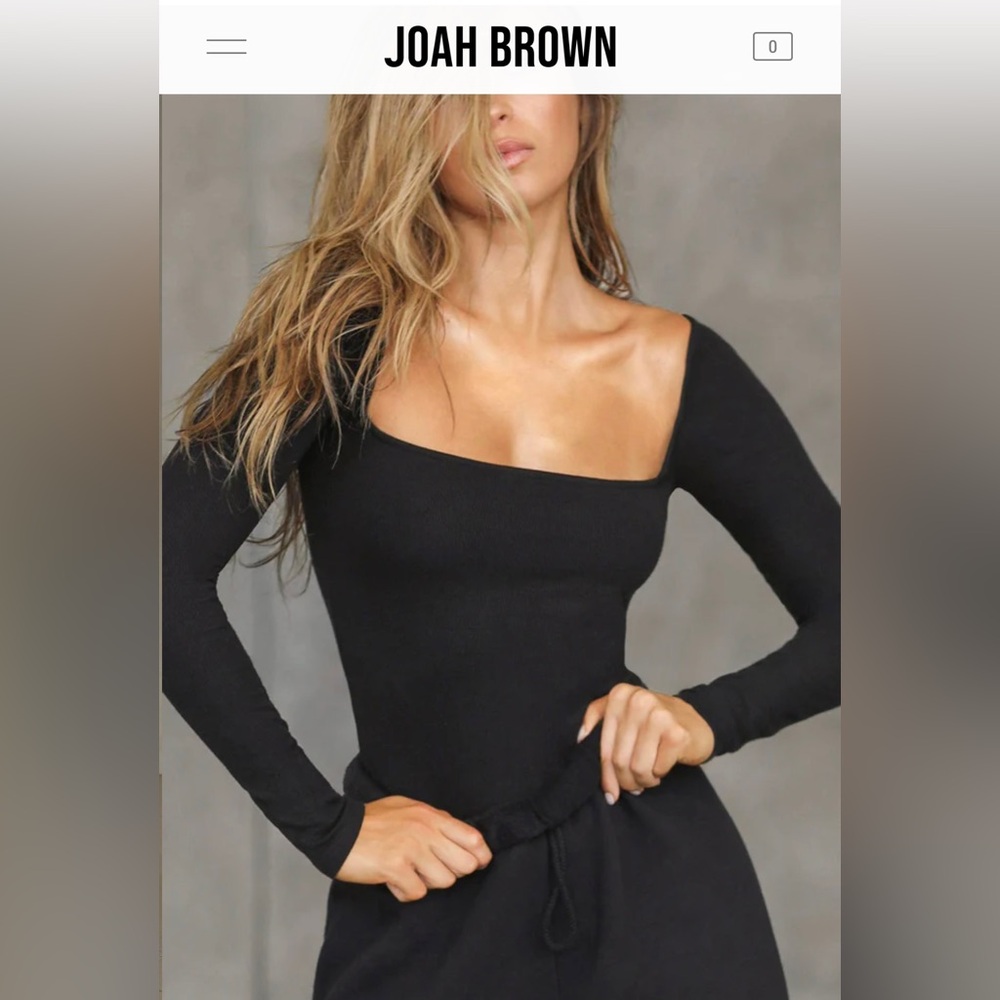 Joah Brown Black Off-Shoulder Top, XS, like new